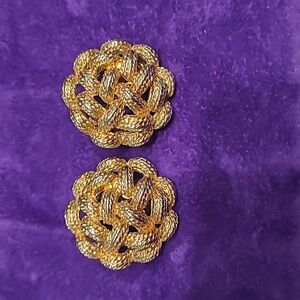 Vintage Signed Stamped Monet Clip-on Earrings Gold Tone
